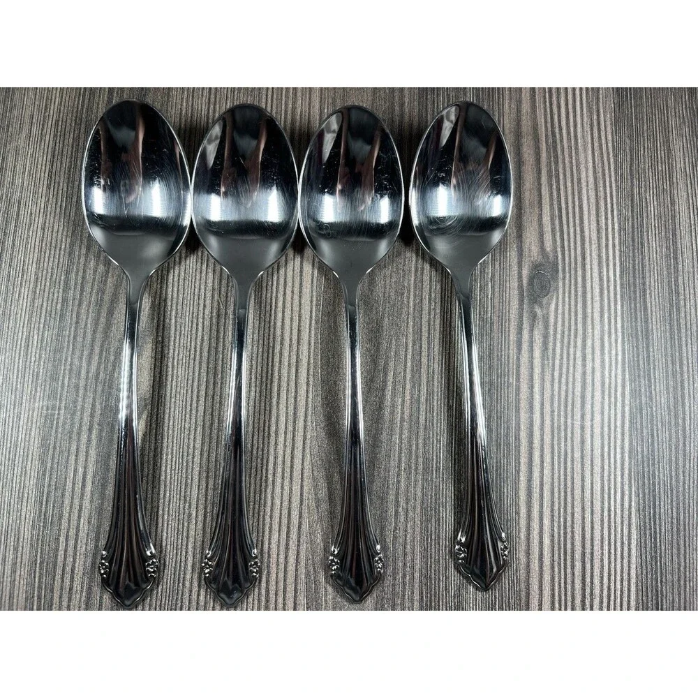 Oneida Ltd REPOSE 1881 Rogers Stainless Flatware Soup Spoons Set 4